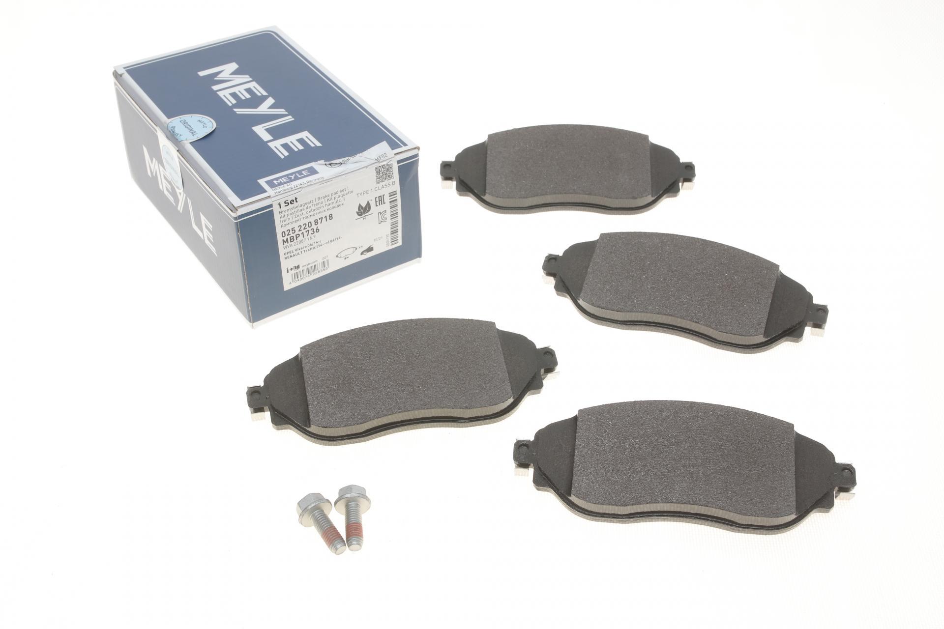 Колодки тормозные передние Meyle для Renault Trafic 1.6 dCi 14- (025 220 8718)