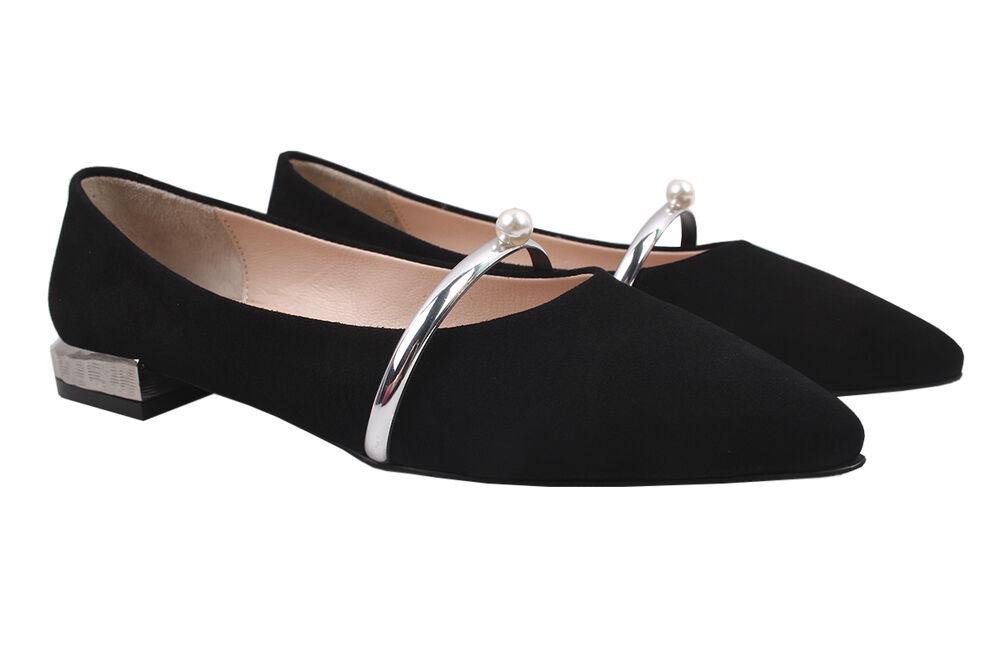 Туфли на низком ходу женские Aquamarin из замши р. 36 Черный (1516-9DTB)