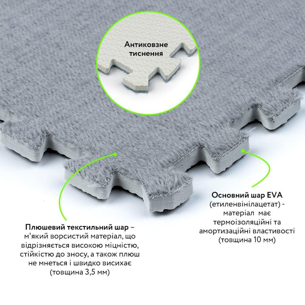 Підлога-пазл плюшевий 30х30х1 см Світло-Сірий (D SW-00002080) - фото 3 Підлога-пазл плюшевий 30х30х1 см Світло-Сірий (D SW-00002080) - фото 3