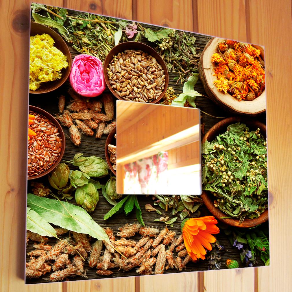 Зеркало декоративное Пряные травы и цветы 260х260 мм (M03760)