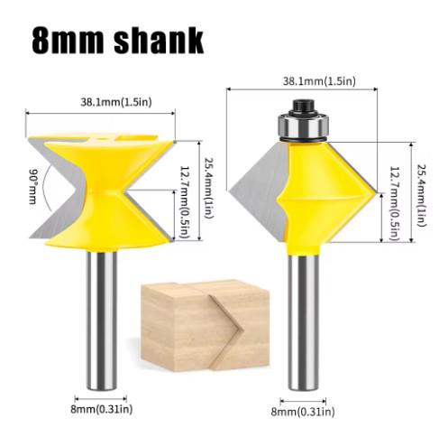 Фрезы для сращивания 90 градусов Ø 38,1 мм хвостовик 8 мм 2 шт. (F588) - фото 2 Фрезы для сращивания 90 градусов Ø 38,1 мм хвостовик 8 мм 2 шт. (F588) - фото 2