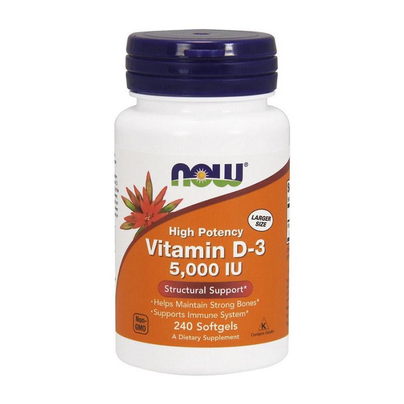 Витамин Д3 5000 МЕ Now Foods Vitamin D-3 5000 IU 240 softgels