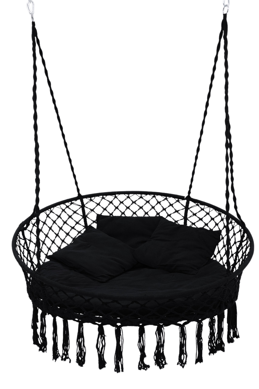 Гойдалка кругла підвісна з подушкою WCG 140 см Чорний (QNSW11BL1) - фото 3