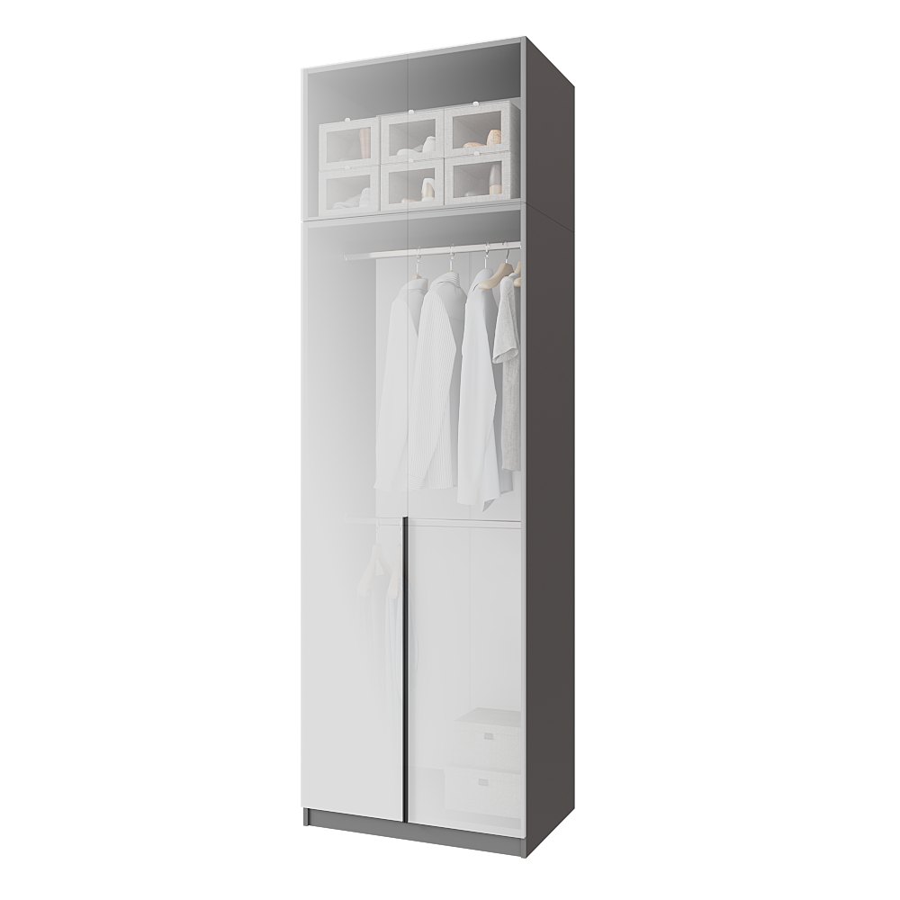 Шкаф распашной с антресолью Меблітренд Чиназес Чиа-800.5 800х500х2550 мм Графитовый/Белый (26841476) - фото 2 Шкаф распашной с антресолью Меблітренд Чиназес Чиа-800.5 800х500х2550 мм Графитовый/Белый (26841476) - фото 2