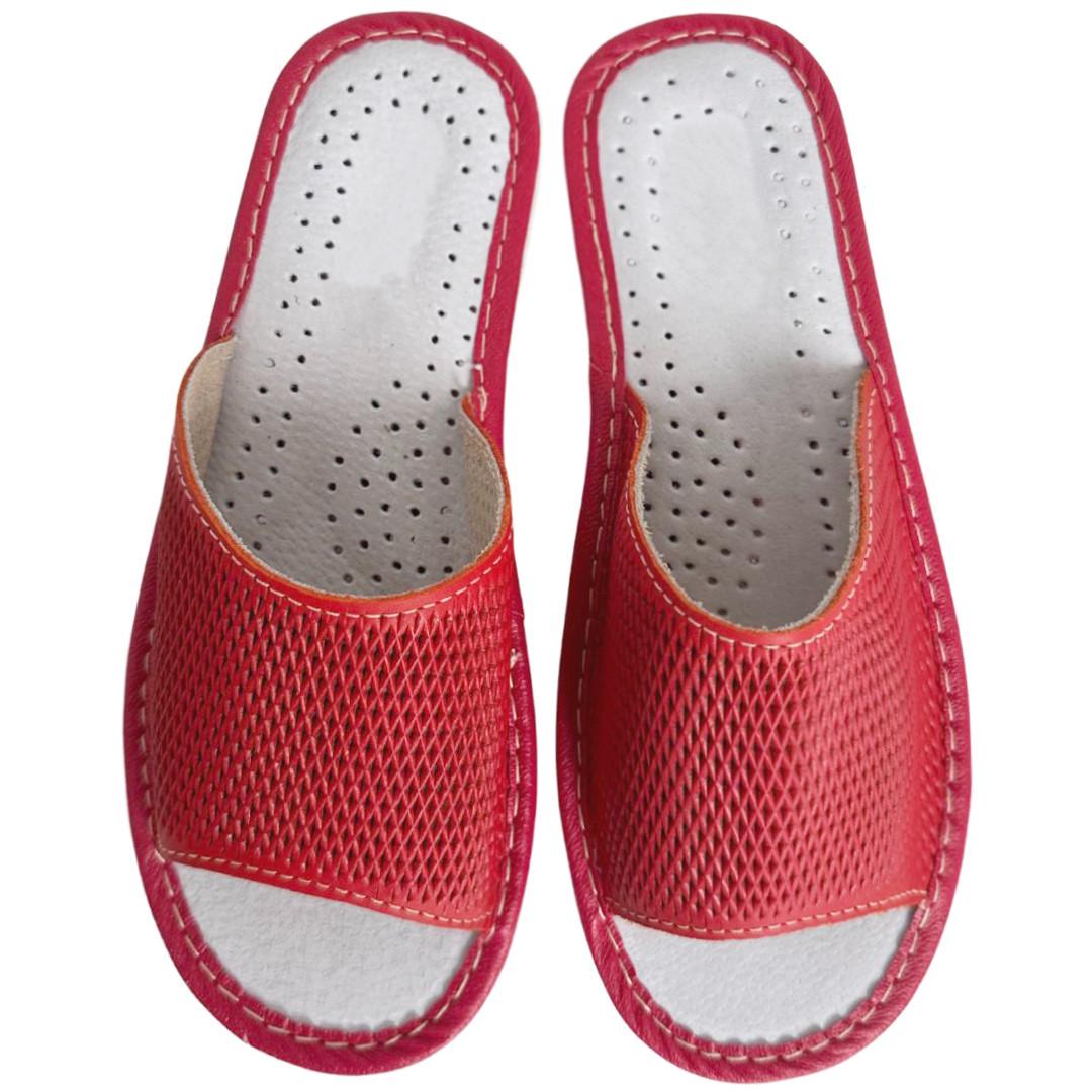 Домашние тапочки женские из натуральной кожи р. 36 Красный (2632413001)