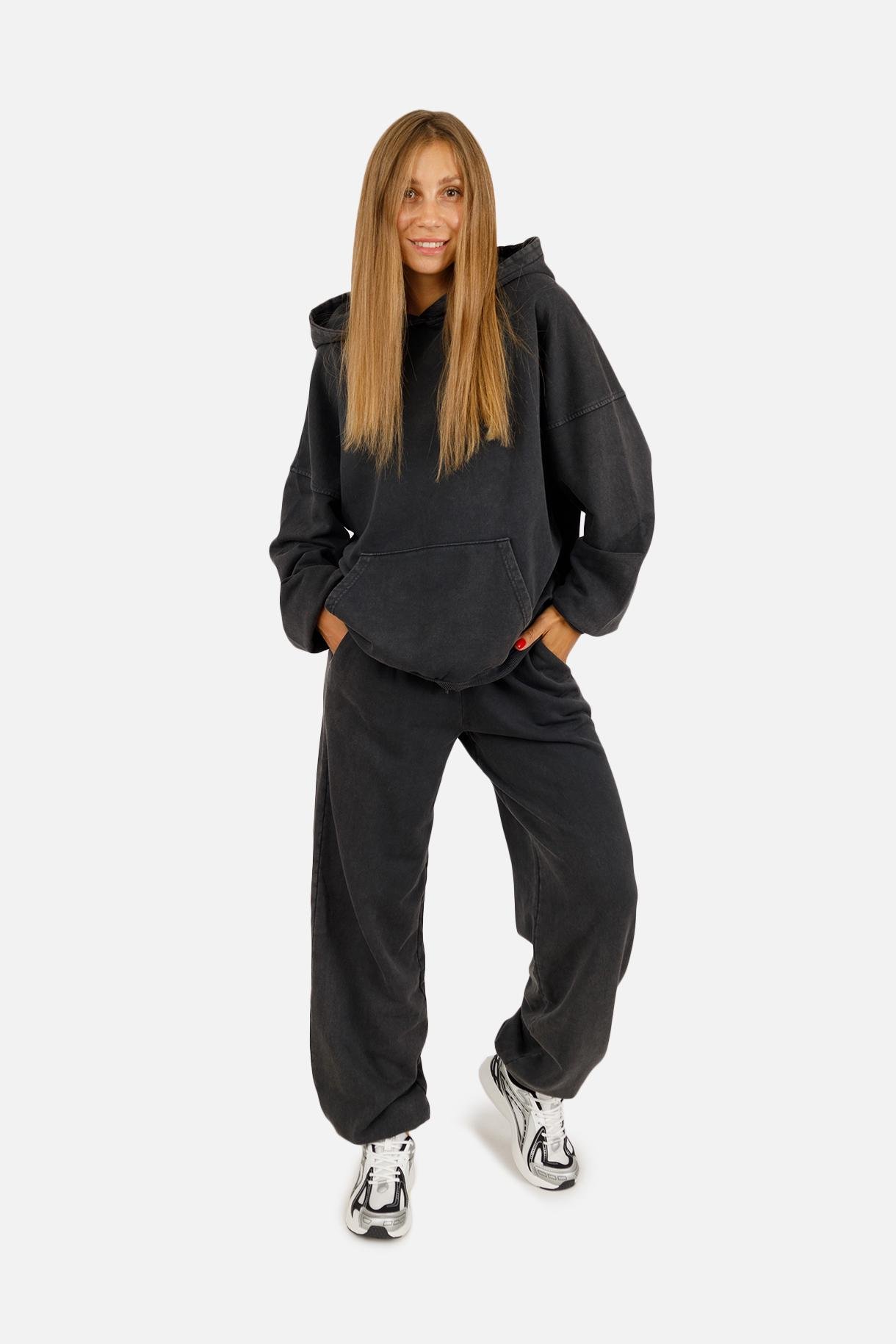 Худі жіноче ЦБ-00257346 р. 46 Темно-сірий (SKT001012737) - фото 1