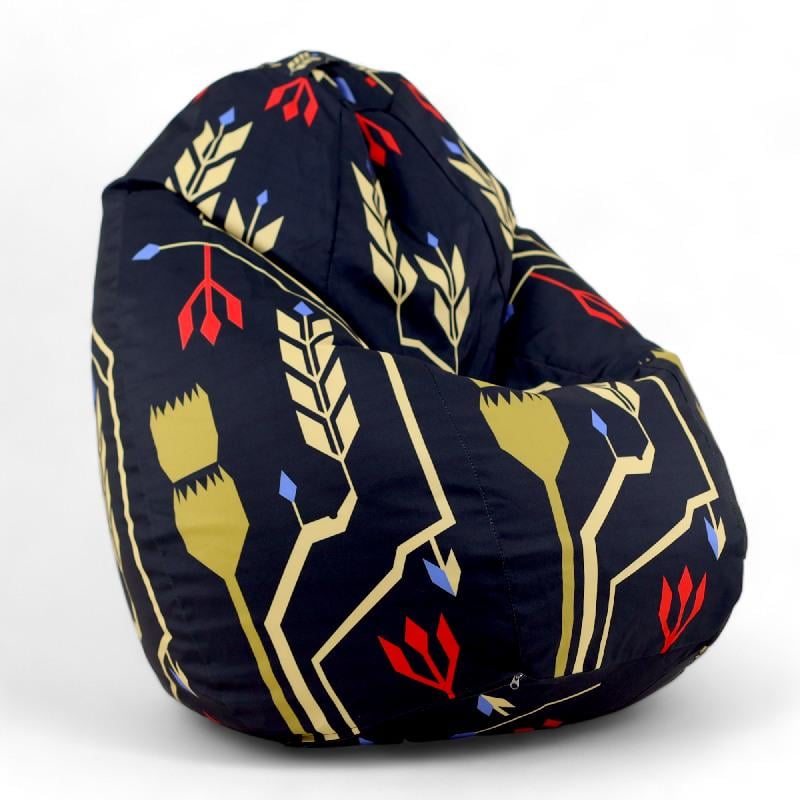 Кресло-мешок SanchoBAG Этно Маки 135x95 см Black (kmg-Etno-11)