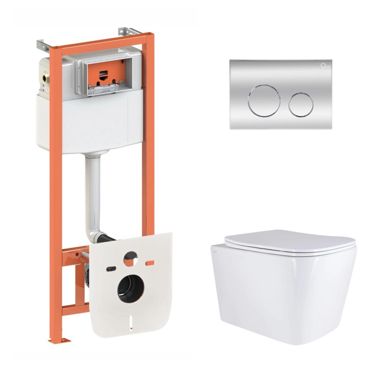 Установка Qtap подвесной унитаз Tern/комплект установки Nest 4в1 круглая клавиша Chrome (2611547212) Установка Qtap подвесной унитаз Tern/комплект установки Nest 4в1 круглая клавиша Chrome (2611547212)