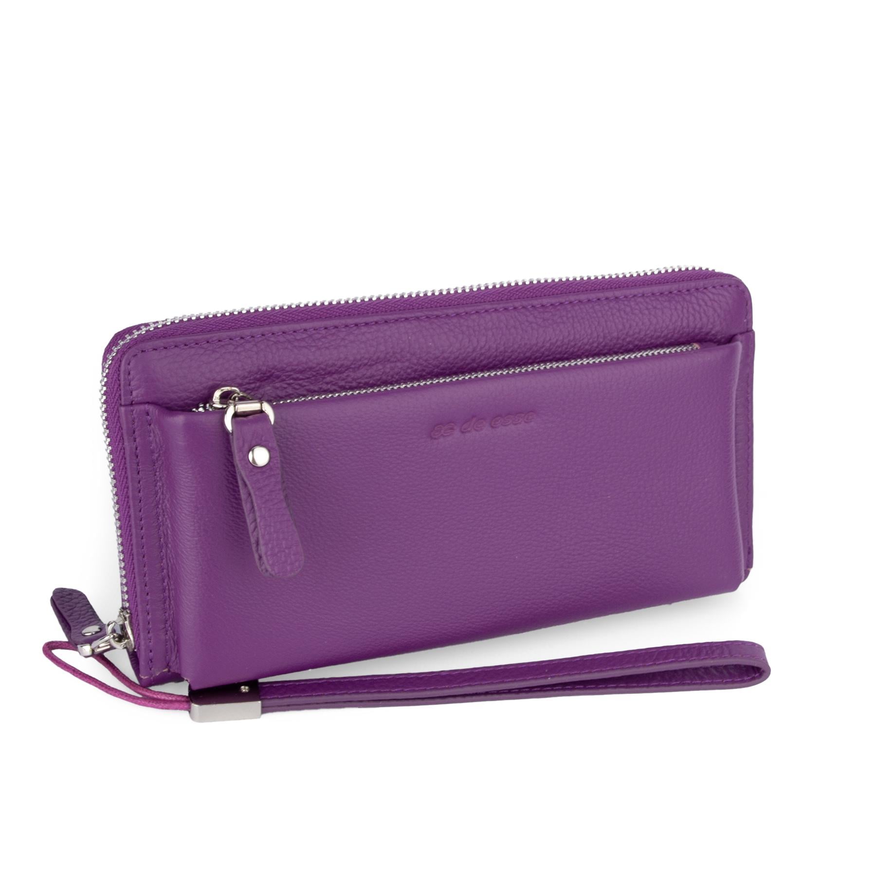 Кошелек-клатч женский кожаный De Esse LC14238-GD146 с ручкой Фиолетовый (2566300465)