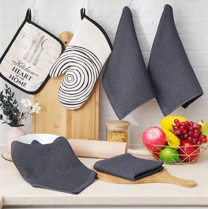 Набор кухонных полотенец Organic Premium 6в1 100% хлопок 34х34 см Серый (НПК0002) - фото 3 Набор кухонных полотенец Organic Premium 6в1 100% хлопок 34х34 см Серый (НПК0002) - фото 3