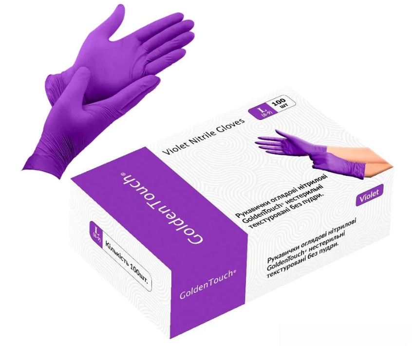 Перчатки нитриловые Golden Touch 3.7 г нестерильные текстурированные L 50 пар (HFN-122352) - фото 1