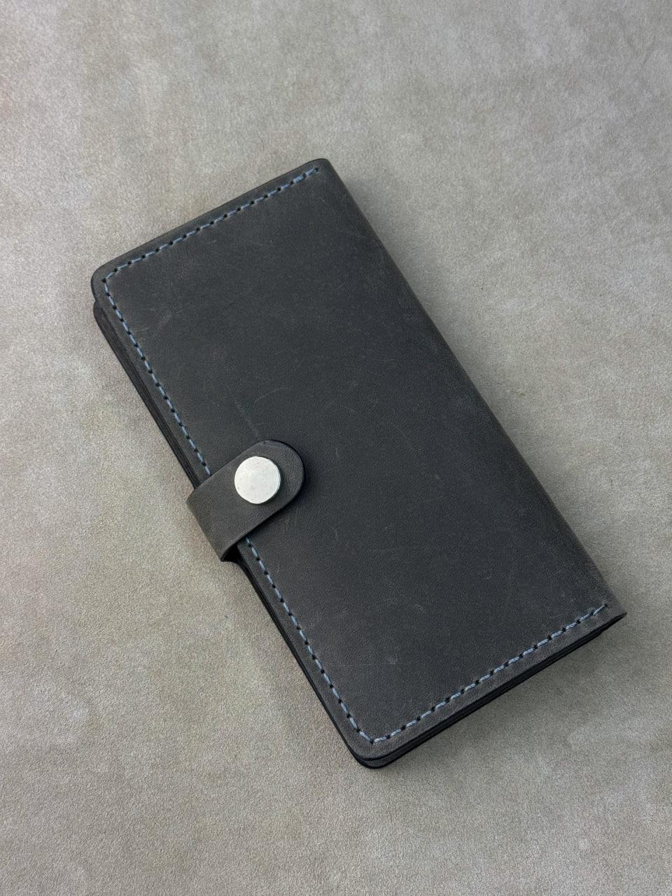 Портмоне чоловіче ручна робота з натуральної шкіри Crazy Horse Сірий (2659474890)