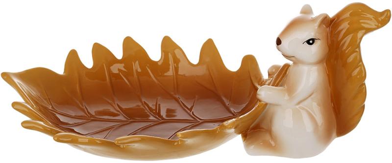 Подставка-блюдце для украшений Белочка с листочком 30х17 см