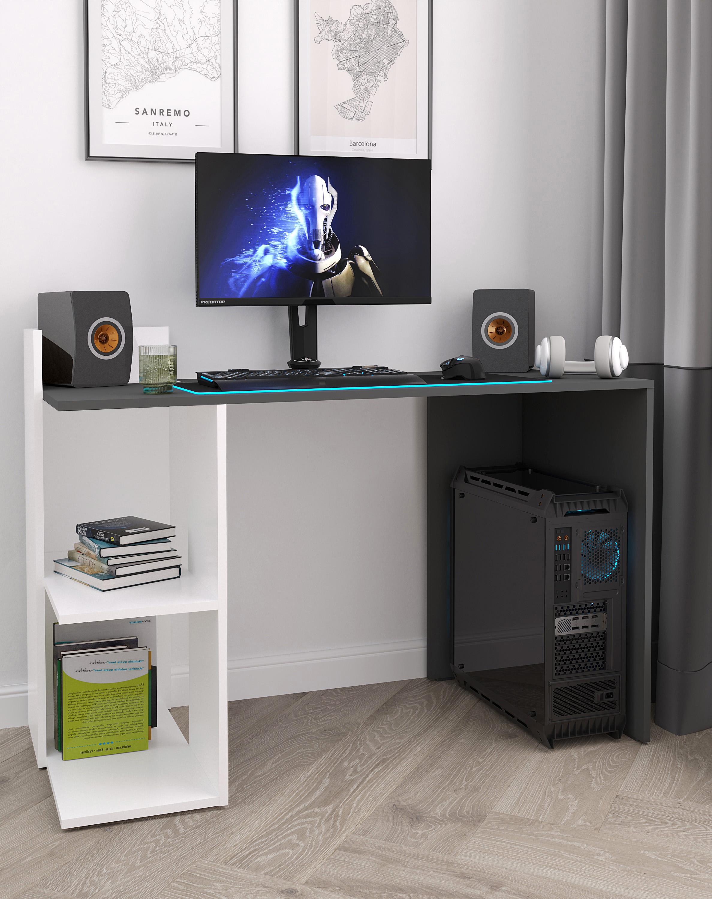 Письменный стол с полками слева S-12 1200x870x520 мм Антрацит/Белый (sr25-s12-antacit-white)