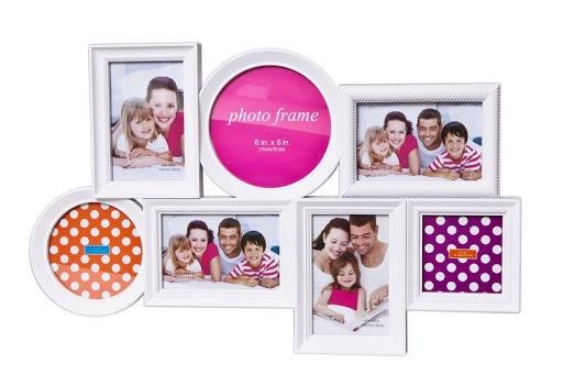 Фоторамка-коллаж на 7 фото пластик Белый (КОЛ-24)