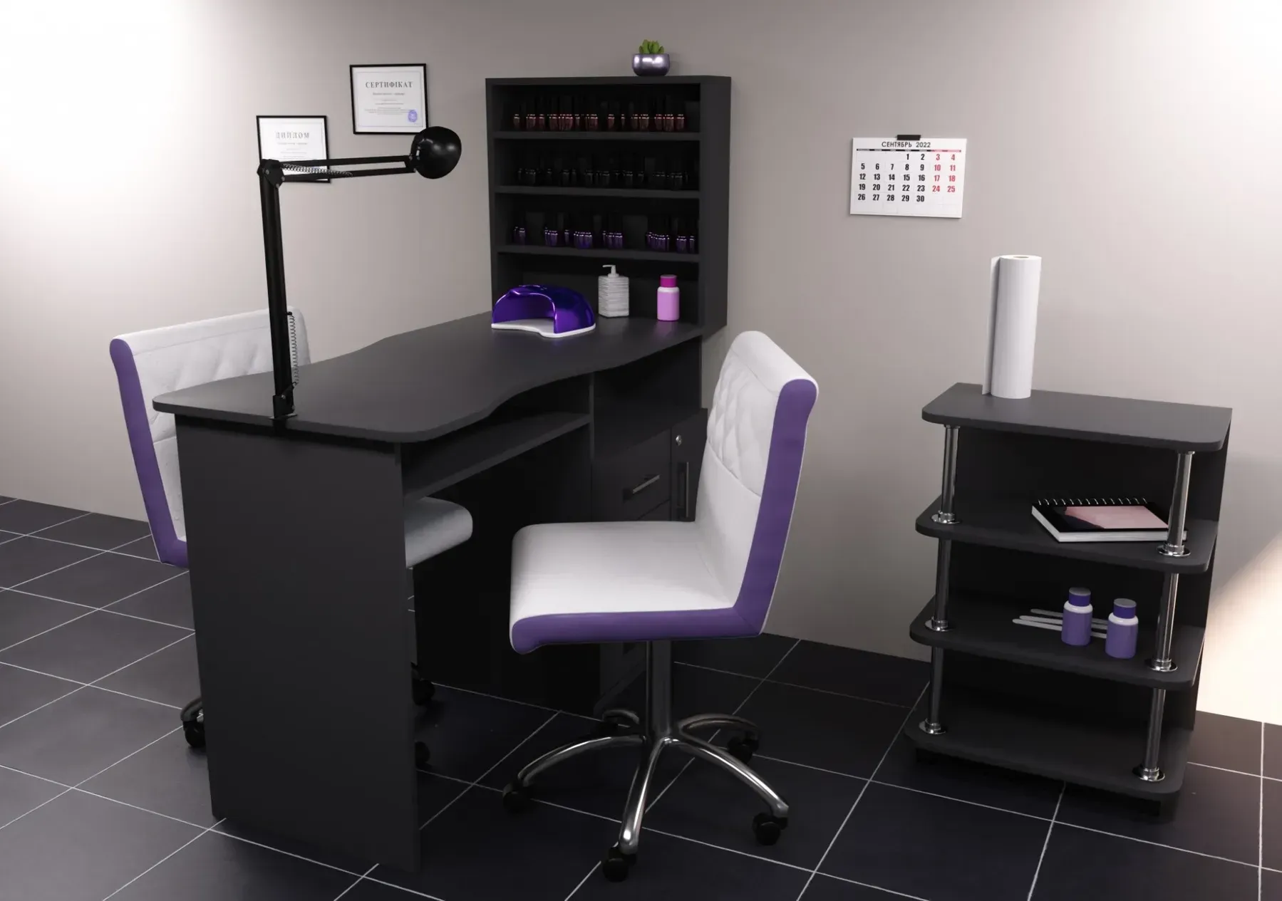 Стол маникюрный Kontinent СМ-1 правый 1230х550х1264 мм Антрацит (29052699) - фото 3 Стол маникюрный Kontinent СМ-1 правый 1230х550х1264 мм Антрацит (29052699) - фото 3