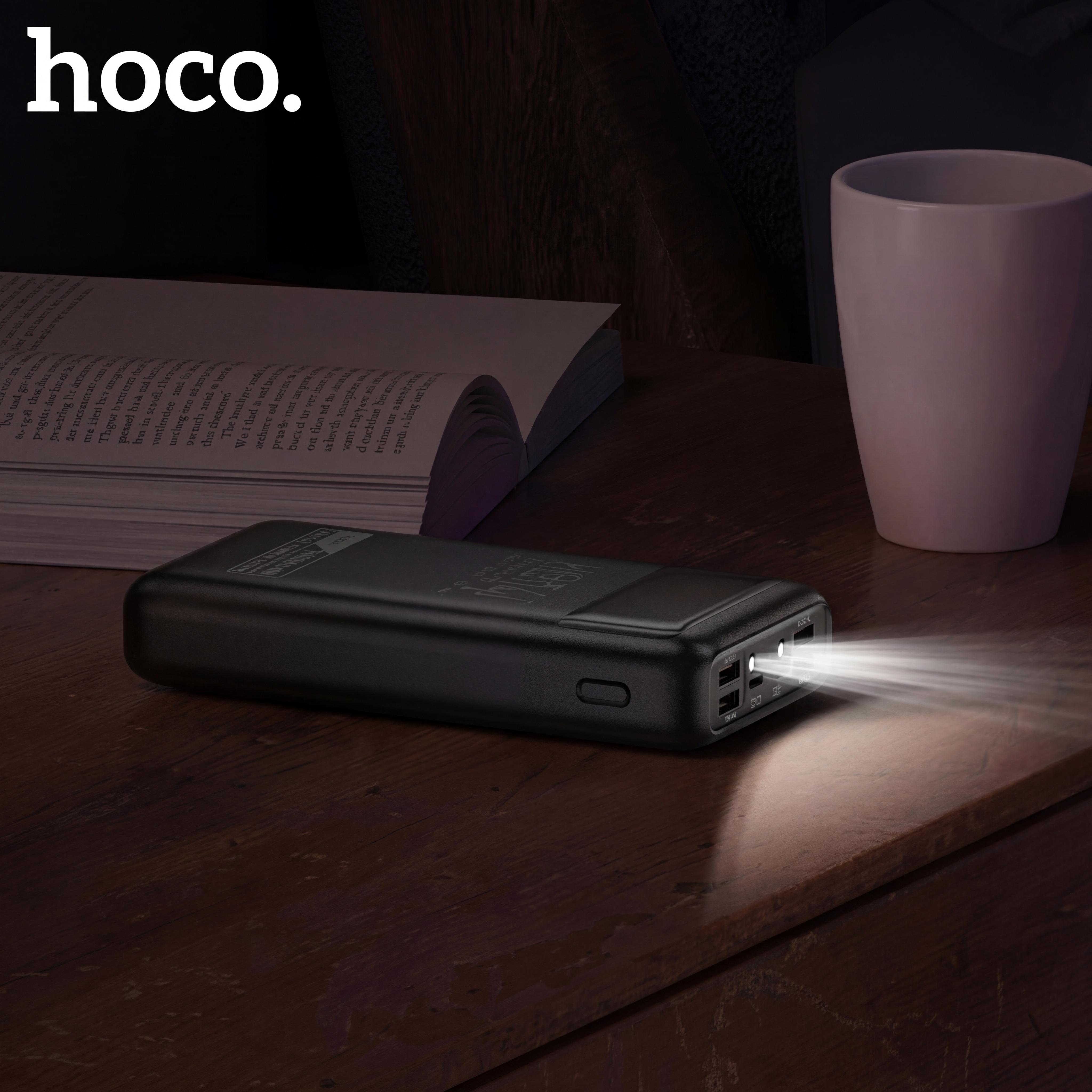 Повербанк Hoco 30000 mAh 65W ліхтарик 4хUSB/2хType-C Чорний (511261) - фото 6