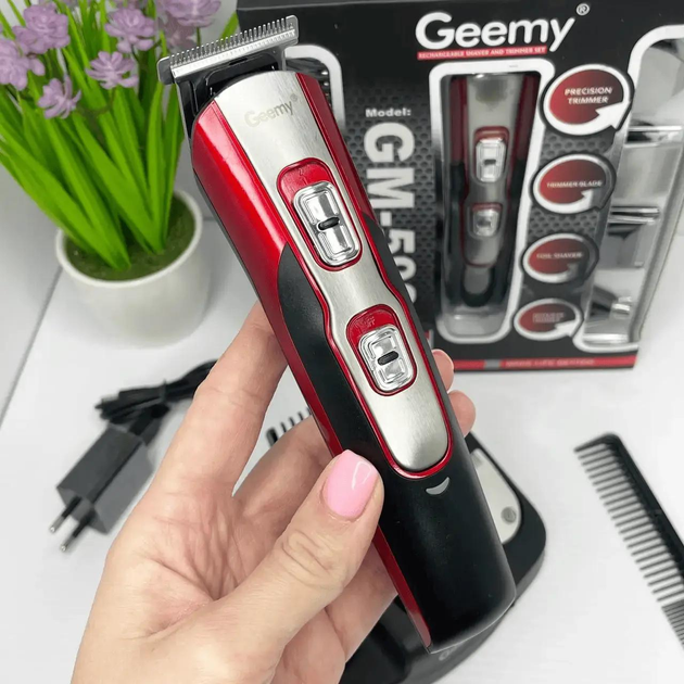 Машинка триммер аккумуляторная Geemy GM-592 10в1 для бороды/волос/носа/ушей Червной (ML-04764) - фото 5 Машинка триммер аккумуляторная Geemy GM-592 10в1 для бороды/волос/носа/ушей Червной (ML-04764) - фото 5