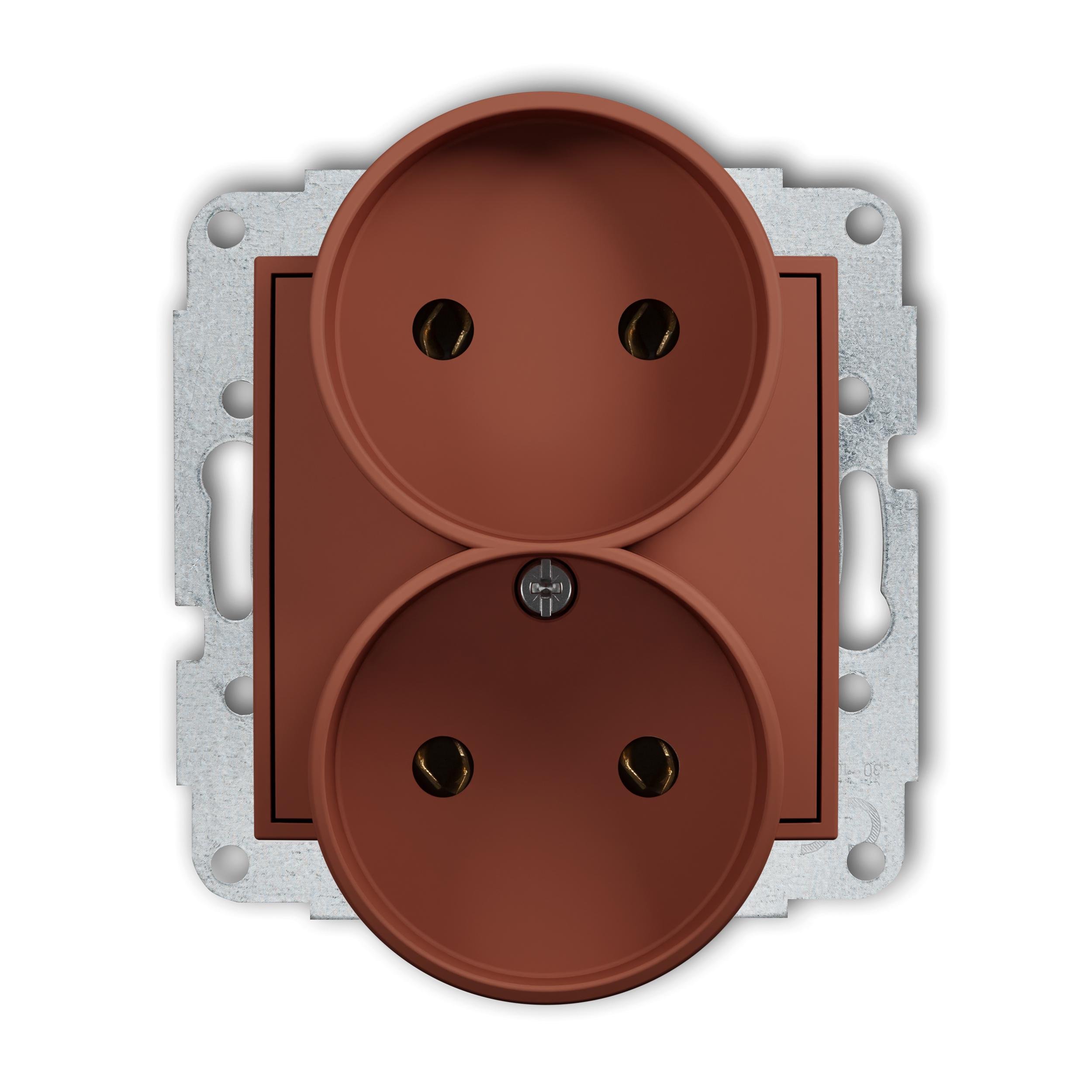 Розетка двойная Karlik Mini без заземления внутренняя Терракотовый (63MGPR-2)