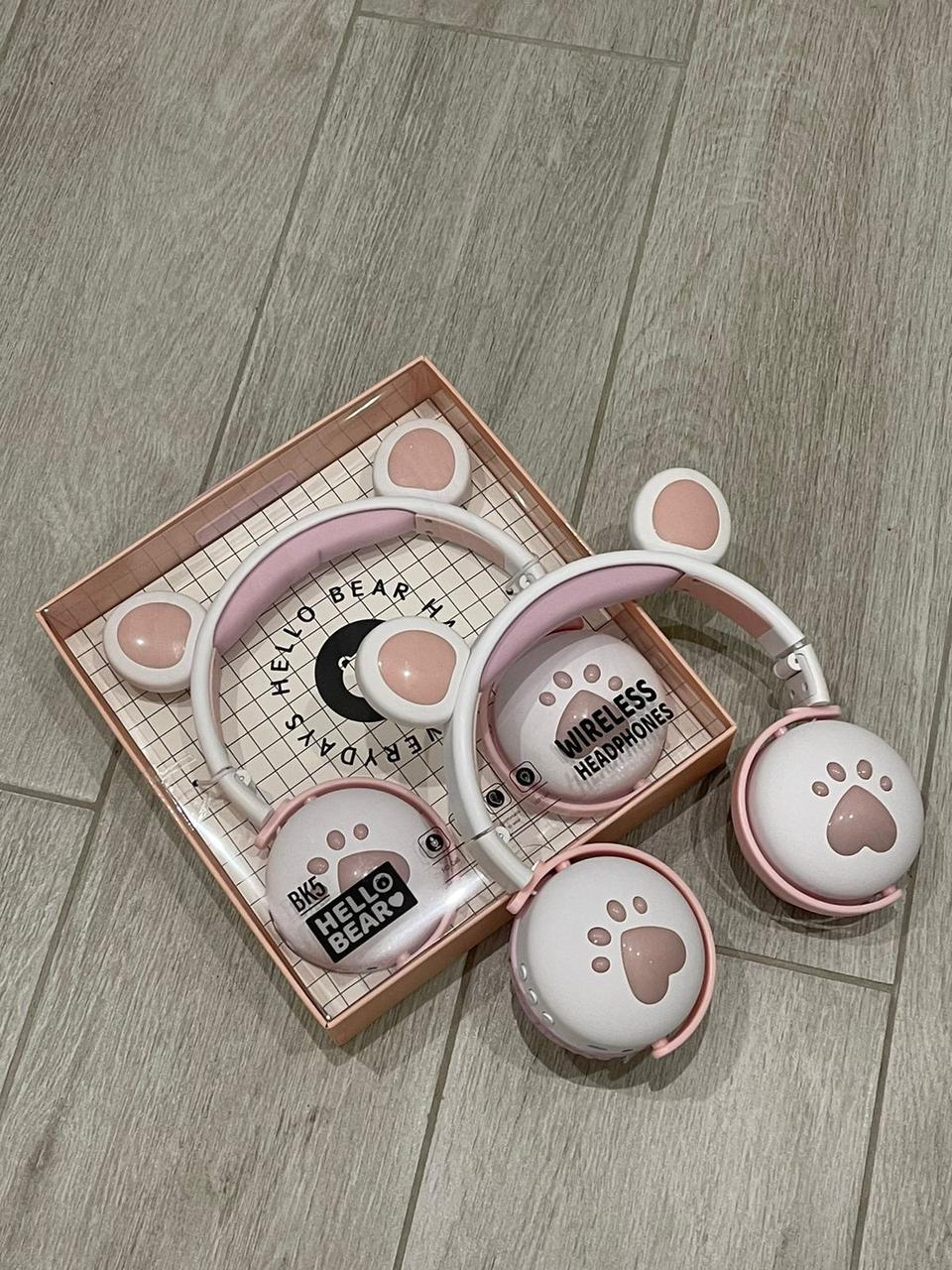 Наушники беспроводные Bluetooth BK-5 с медвежьими ушками Бело-розовый (26389234) - фото 7 Наушники беспроводные Bluetooth BK-5 с медвежьими ушками Бело-розовый (26389234) - фото 7