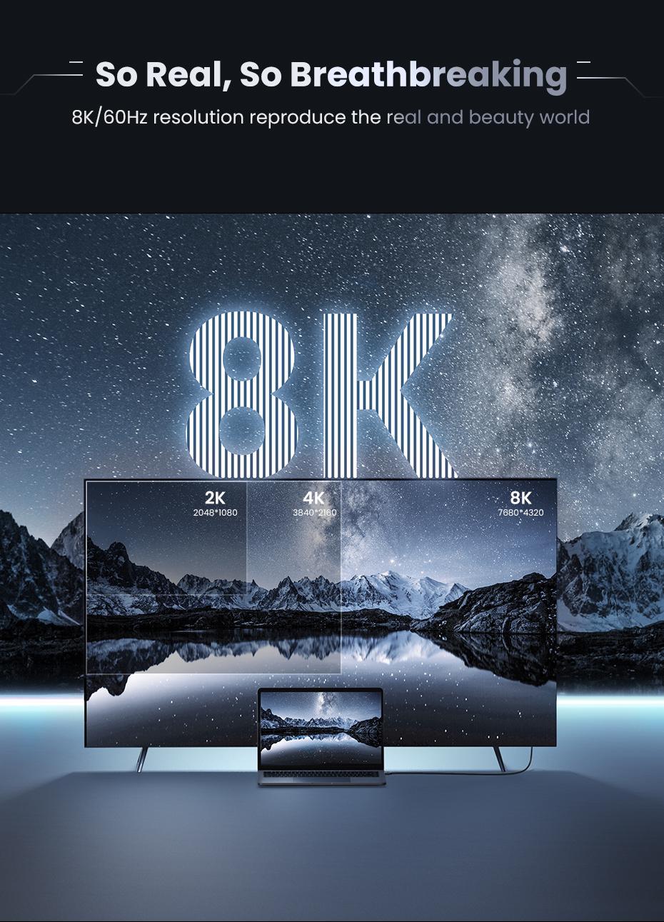Кабель UGREEN HDMI 2.1 4K 120Hz 48 Гбіт/с 3D Dolby Atmos HDR 10+ eARC HDCP 2.3 1080p 240Hz 1,5 м Чорний (70320) - фото 7