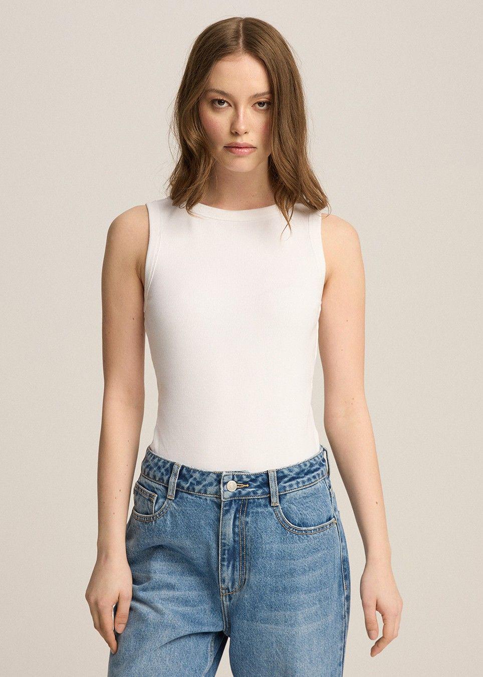 Топ жіночий в рубчик Diverse CHER M Білий (5905384113368)