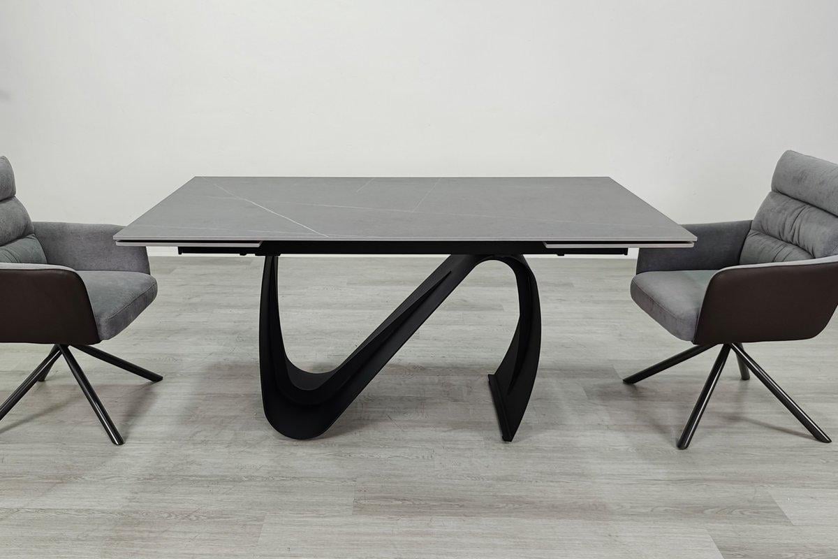 Стол обеденный раскладной Intarsio JULIAN CERAMIC 160-240х90 см Серый матовый/Черный (JULIAN160) - фото 6 Стол обеденный раскладной Intarsio JULIAN CERAMIC 160-240х90 см Серый матовый/Черный (JULIAN160) - фото 6