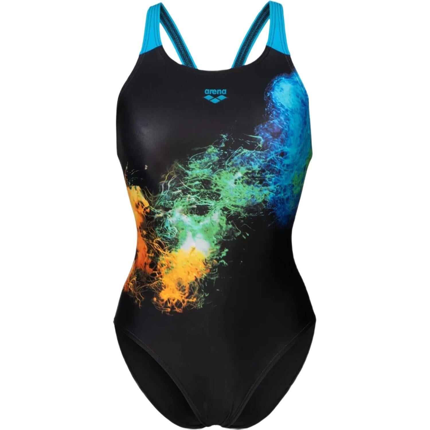 Купальник женский Arena VIBRANT SWIMSUIT SWIM PRO BACK р. 38 Черно-оранжево-зеленый (008936-580)