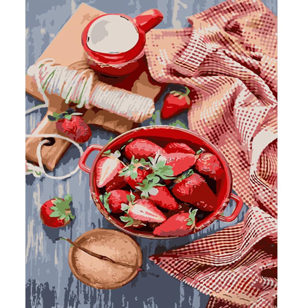 Картина по номерам Strateg Премиум Клубничный десерт 40x50 см (HH020)