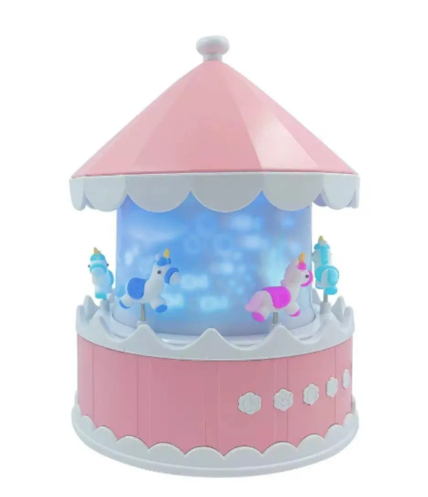 Проектор-нічник дитячий Карусель USB пульт 21 слайд Рожевий (Karusel21pink)