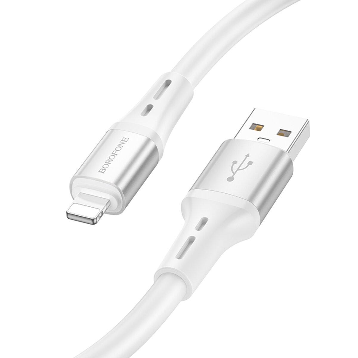 Кабель Borofone BX88 Solid silicone charging data cable for Lightning White (BX88LW) - фото 2 Кабель Borofone BX88 Solid silicone charging data cable for Lightning White (BX88LW) - фото 2