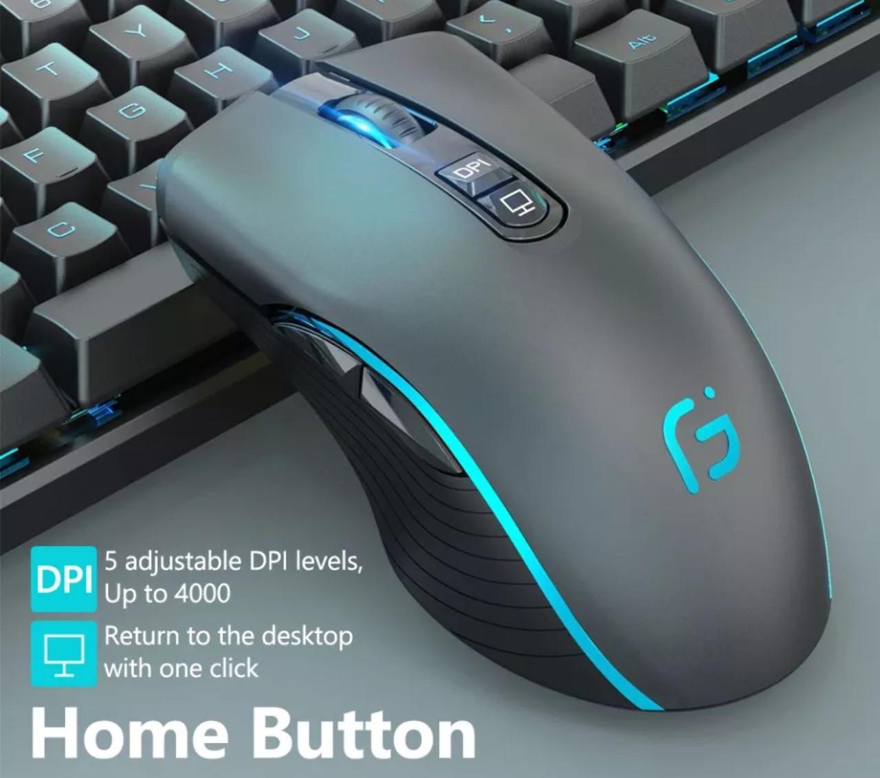 Мышь Gamousе X9 беспроводная бесшумная с аккумулятором и подсветкой Gray - фото 2