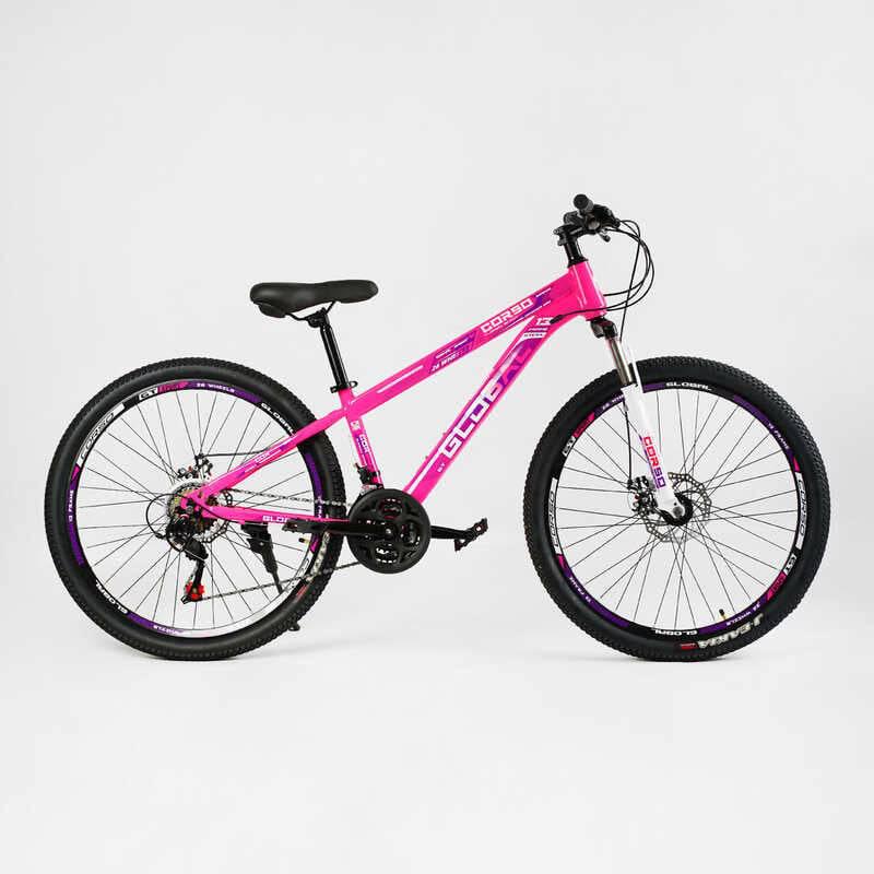Велосипед спортивный Corso 26" Global 21 скорость стальная рама 13" переключатели Saiguan Pink (137749)