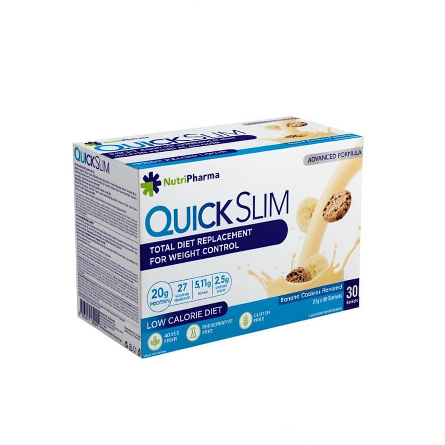 Коктейль Quick Slim Банан с печеньем 30 саше х 23 г (37691492)