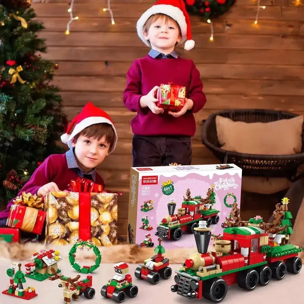 Детский игровой конструктор Новогодний Поезд 270 деталей (30230483) - фото 6 Детский игровой конструктор Новогодний Поезд 270 деталей (30230483) - фото 6