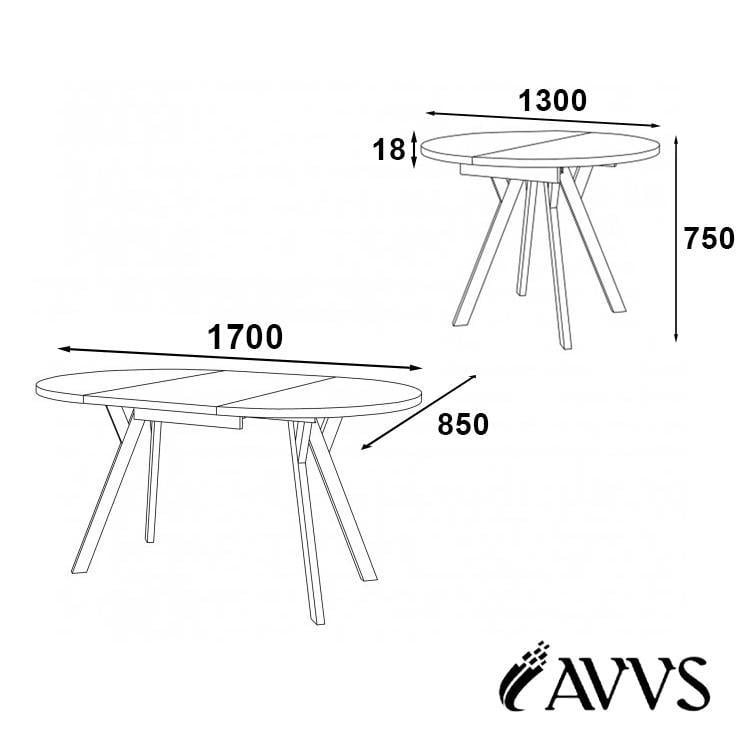 Стол кухонный раскладной MebliRoMax Elips Slide 130х85/170х85 см Loft Дуб Крафт Золотой/Черный - фото 4