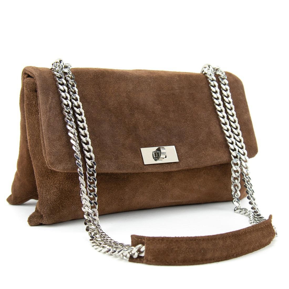 Женская сумка кросс-боди Royal Bag F-IT-8545DB замшевая на цепочке Коричневый (8086) - фото 1 Женская сумка кросс-боди Royal Bag F-IT-8545DB замшевая на цепочке Коричневый (8086) - фото 1