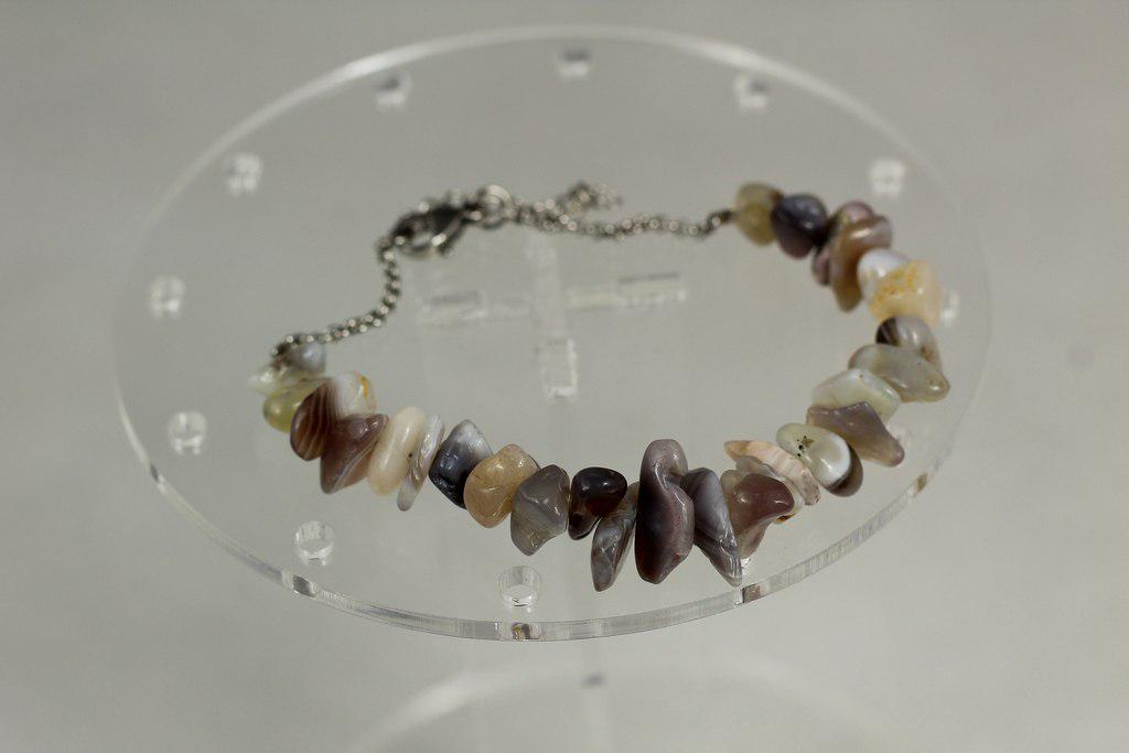 Браслет Агат Ботсвана 20 см Серебристый (29440061)