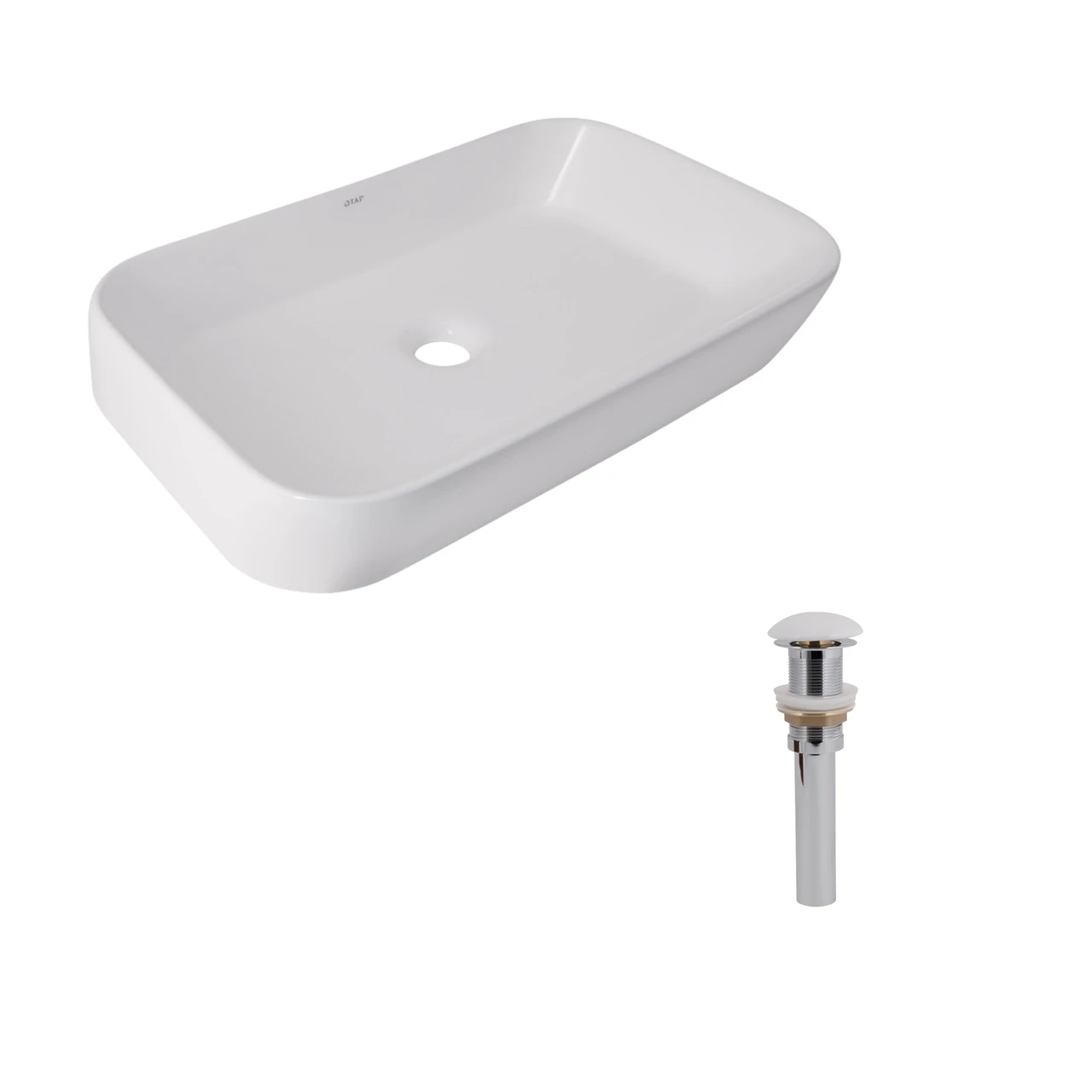 Комплект Qtap Scorpio Раковина накладная 550x390x120 мм прямоугольная и донный клапан Pop-up White (PU02)