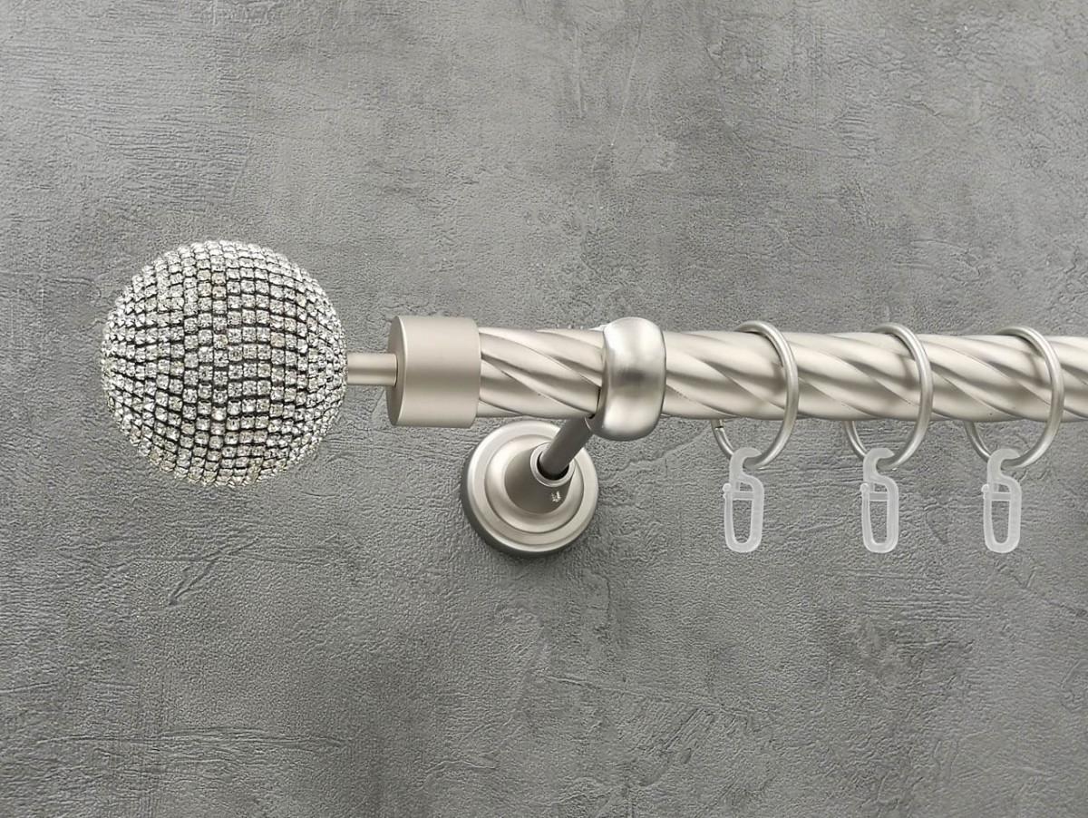 Карниз Quadrum Емпреса кручена штанга одинарний відкритий 25 мм 240 см Сатин (264773956)