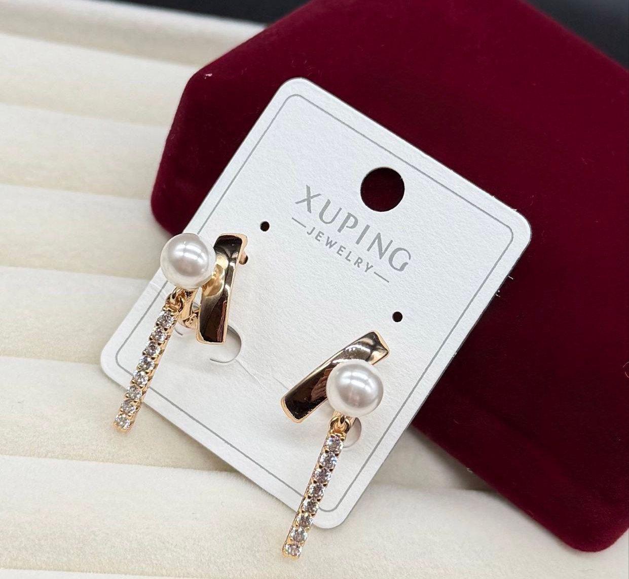 Серьги подвески бусина гипоаллергенные серьги медицинской стали Xuping для уха медицинская сталь сережки бижутерия с бусинами