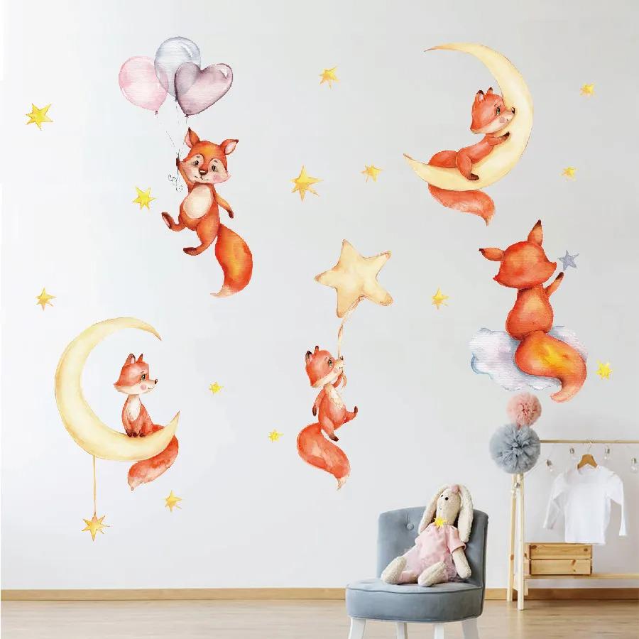 Наклейки вінілові Грайливі декоративні лисички в дитячу кімнату 30х90 см - фото 4
