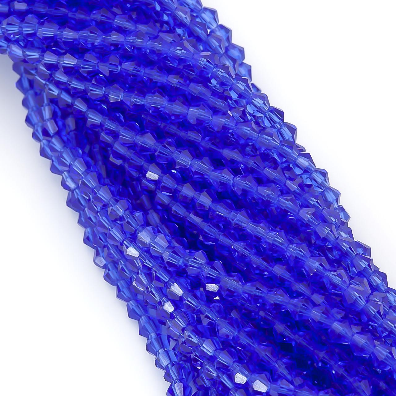 Бусины хрустальные Биконус 4х4,2 мм 95 шт. Синий (БИ0004к14)