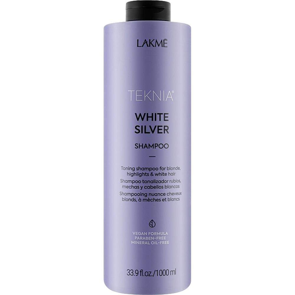 Шампунь тонуючий Lakme Teknia White Silver Shampoo для нейтралізації жовтого відтінку волосся 1000 мл (44011)