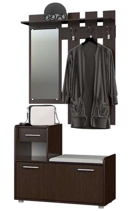 Прихожая Эверест Тандем с вешалкой и тумбой для обуви 900х380х2000 мм Венге темный (ЕВ20295)