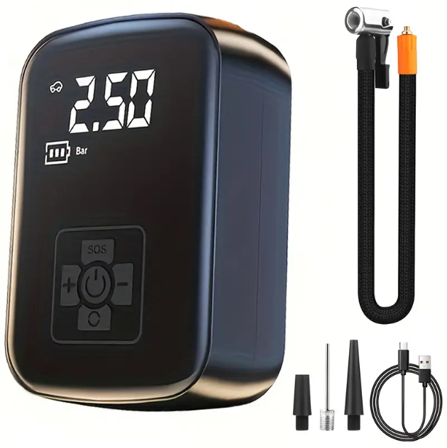 Компрессор аккумуляторный автомобильный с ЖК-экраном (KMPRSR-0559)