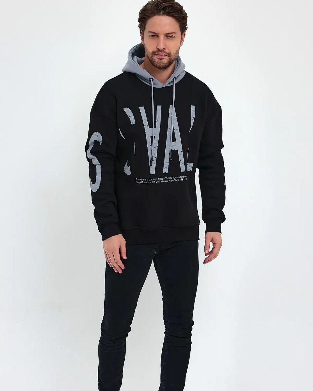 Худи турецкое 788 на флисе L Серый (0999)