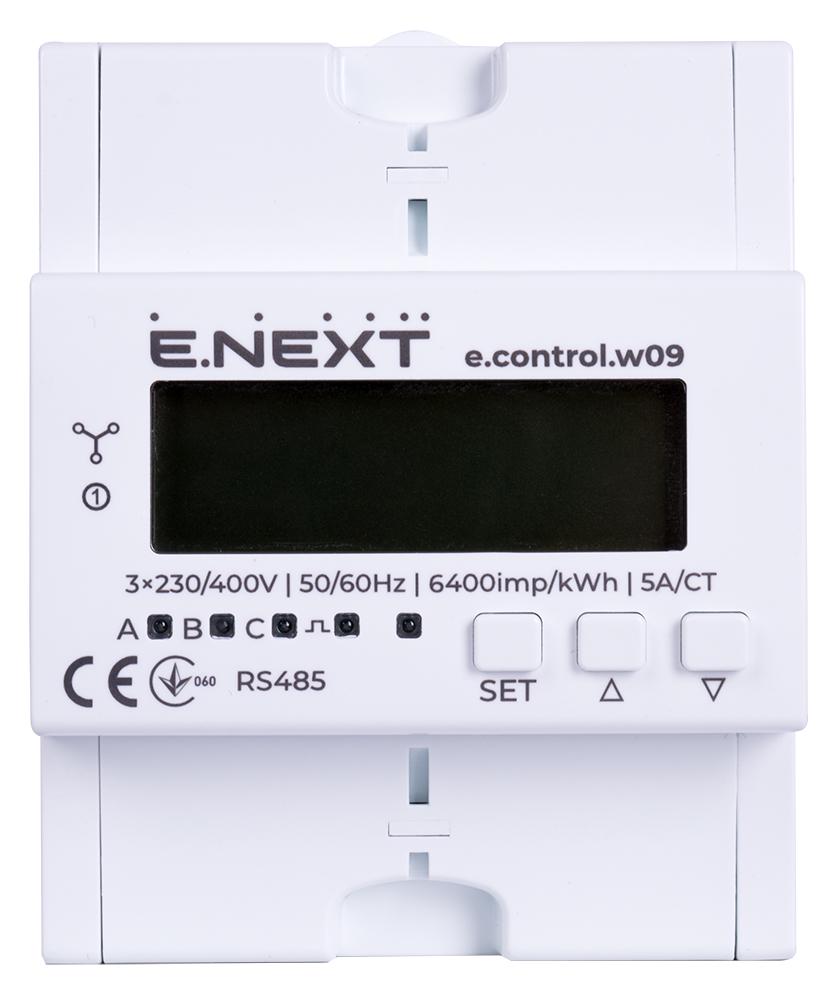 Счетчик электронный E.NEXT e.control.w09 СТ класс 1 RS485 трехфазный 5А (i0310039) - фото 2