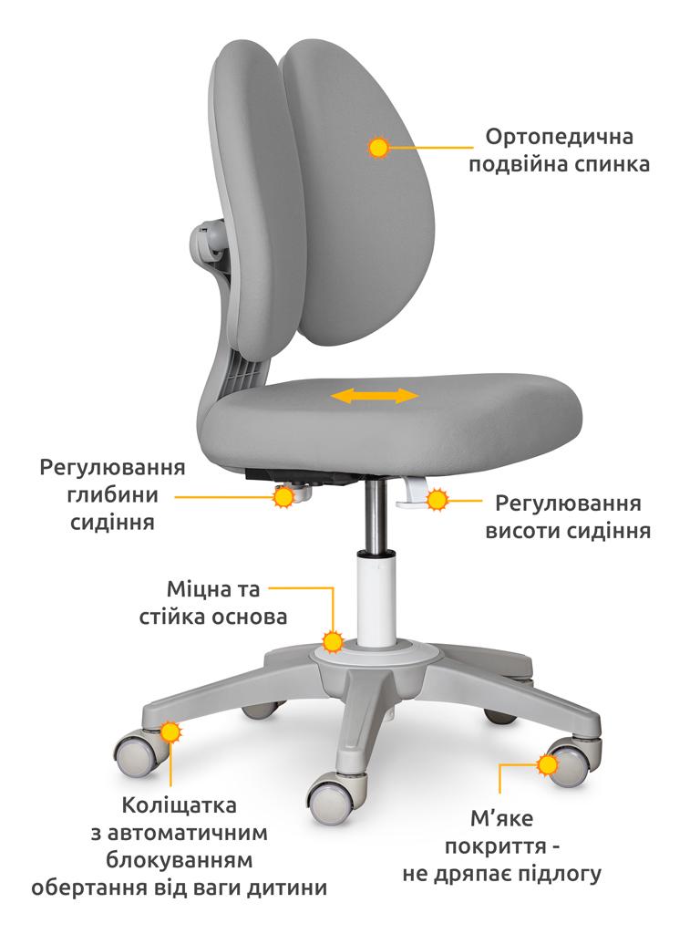 Парта детская школьная Ergokids TH-320/кресло Sprint Duo Lite/тумба BD C-3 Серый - фото 7