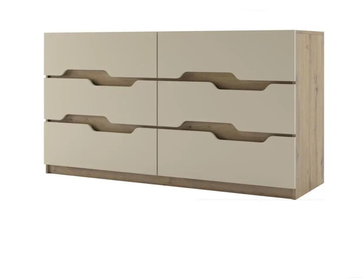 Комод Світ Меблів 3Ш+3Ш Смарт 1640х535х885 мм Дуб артизан/Крем